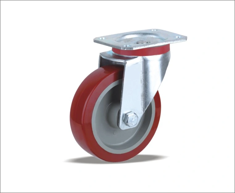 4 5 6 8 Inch Top Wheel with Cast Iron Core PU Wheel Swivel Caster