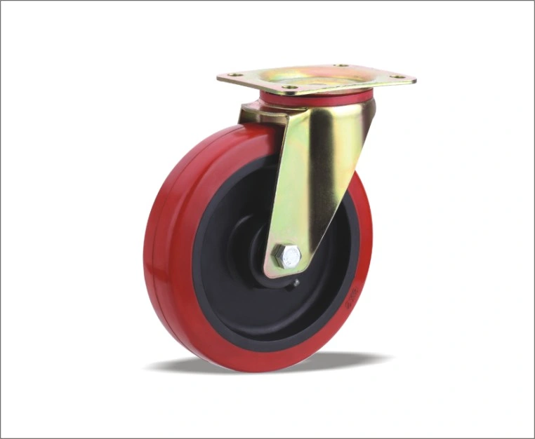 4 5 6 8 Inch Top Wheel with Cast Iron Core PU Wheel Swivel Caster