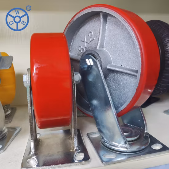 4 5 6 8 Zoll Oberrad mit Gusseisenkern PU-Rad Lenkrolle